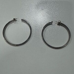 Cable Hoop Earrings in Sterling Silver with 18K Yellow Gold, 2.5in